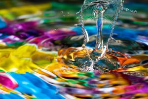 6695944 – macro of colorful abstract water drop creations.